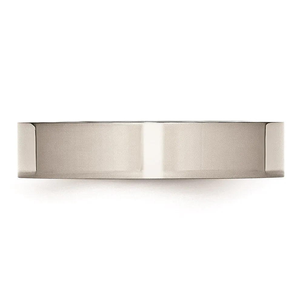 Chisel Jewelry Stainless Steel Flat 5mm Polished Band | SR7