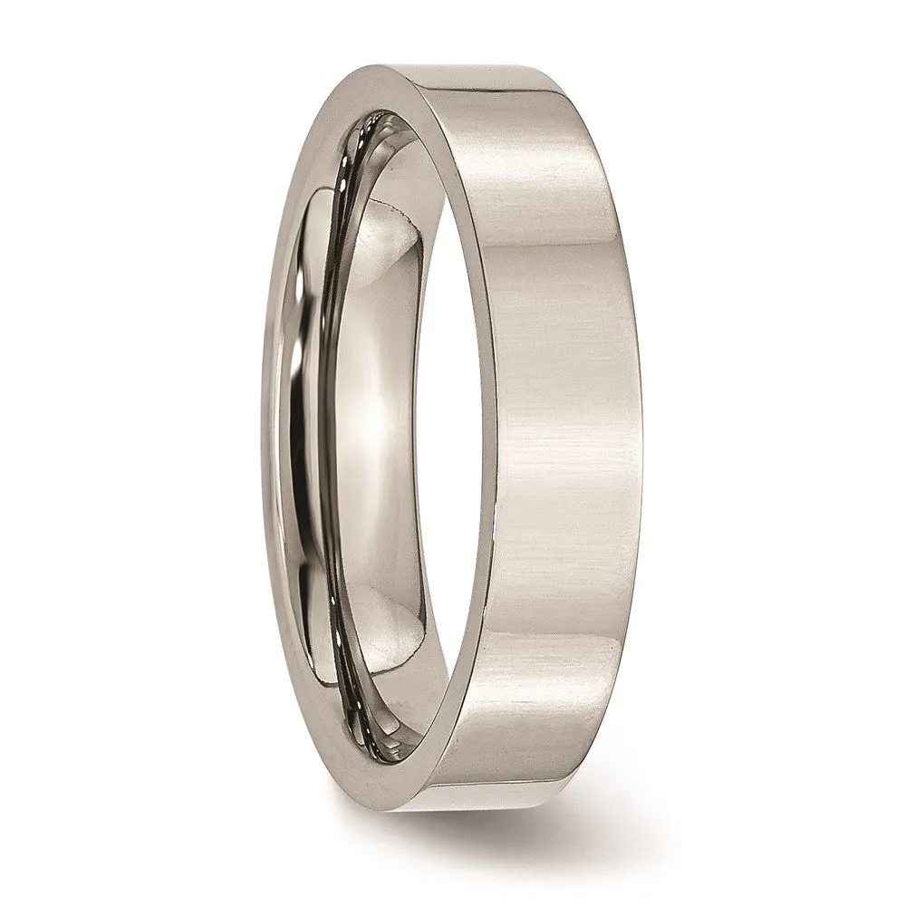 Chisel Jewelry Stainless Steel Flat 5mm Polished Band | SR7