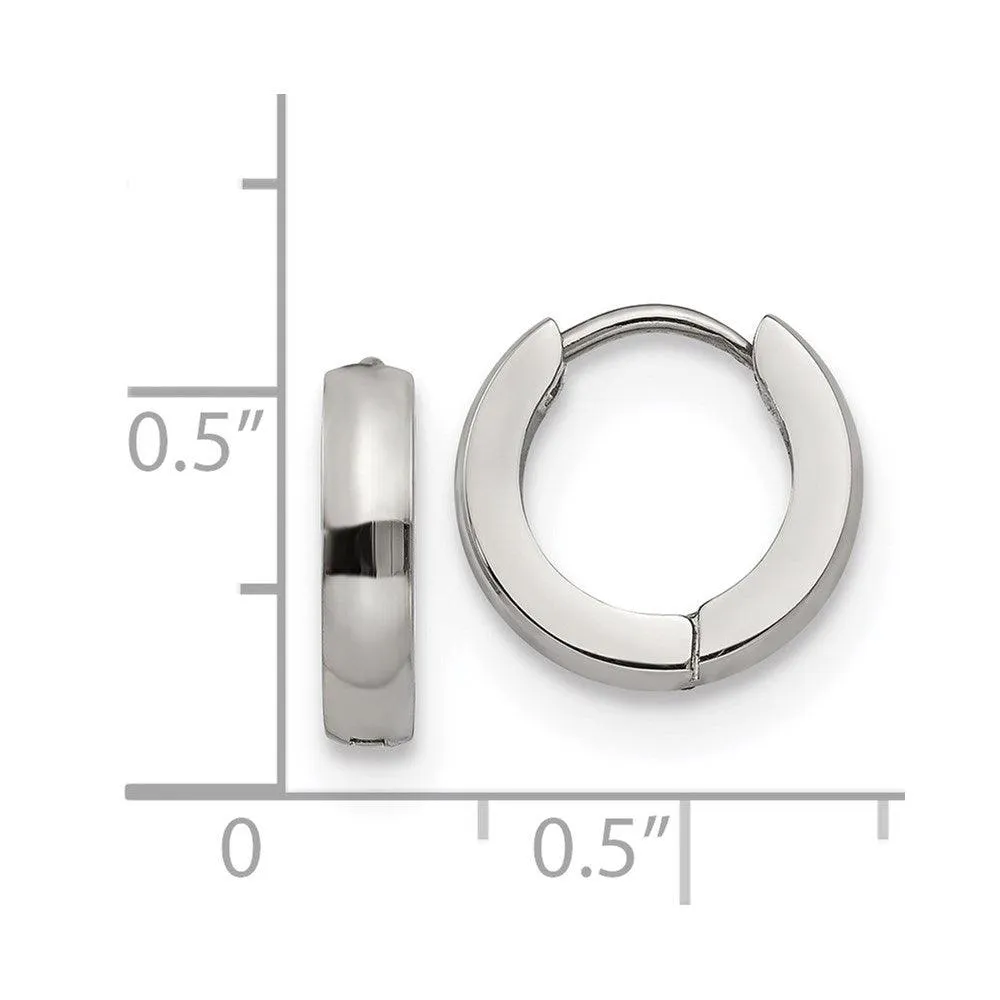 Chisel Jewelry Stainless Steel Polished 3.0mm Hinged Hoop Earrings
