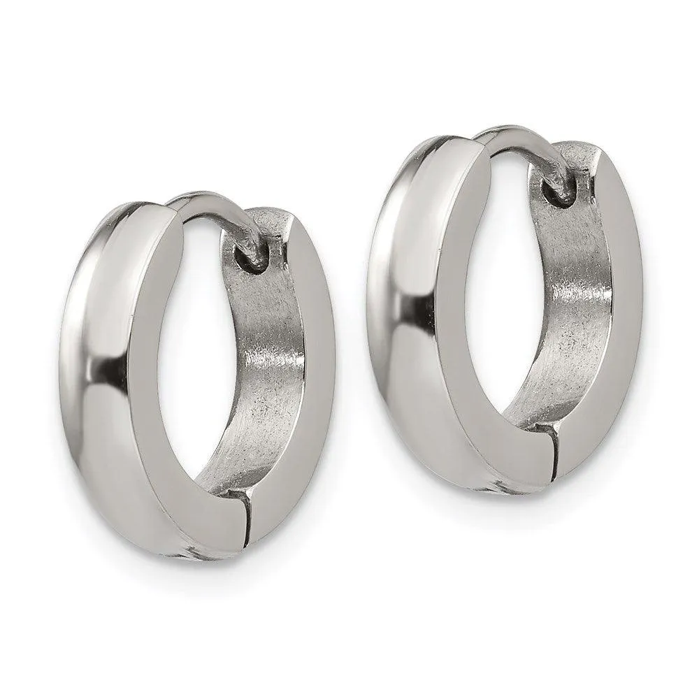 Chisel Jewelry Stainless Steel Polished 3.0mm Hinged Hoop Earrings