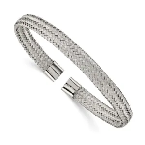 Chisel Jewelry Stainless Steel Polished 6.00mm Mesh Wire Cuff Bangle