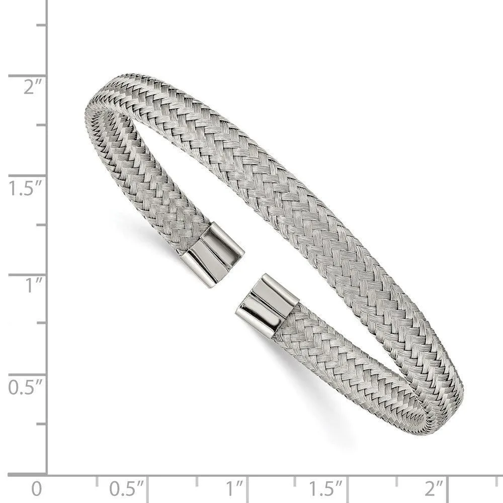 Chisel Jewelry Stainless Steel Polished 6.00mm Mesh Wire Cuff Bangle