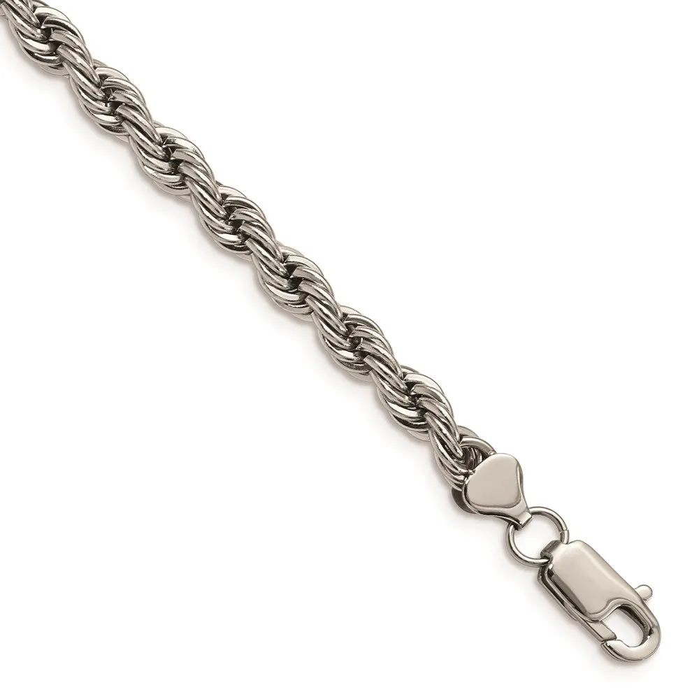 Chisel Jewelry Stainless Steel Polished 6mm Rope Bracelet
