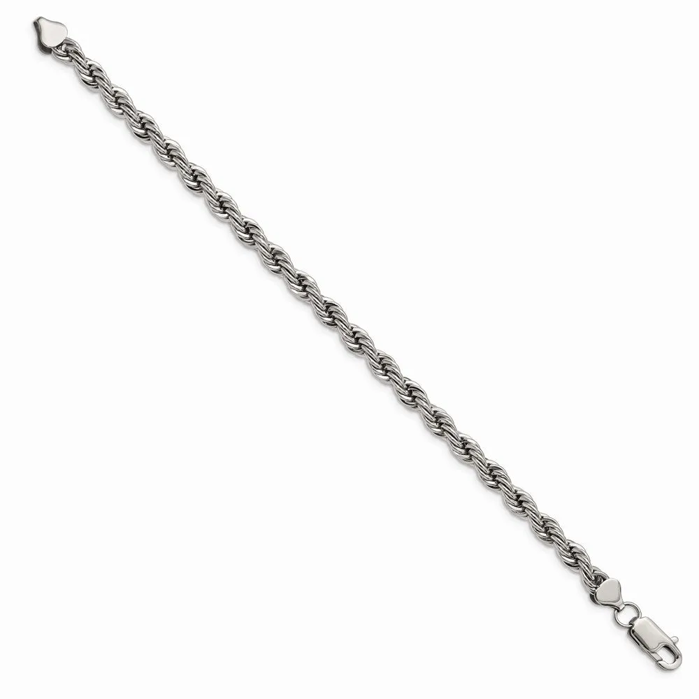 Chisel Jewelry Stainless Steel Polished 6mm Rope Bracelet