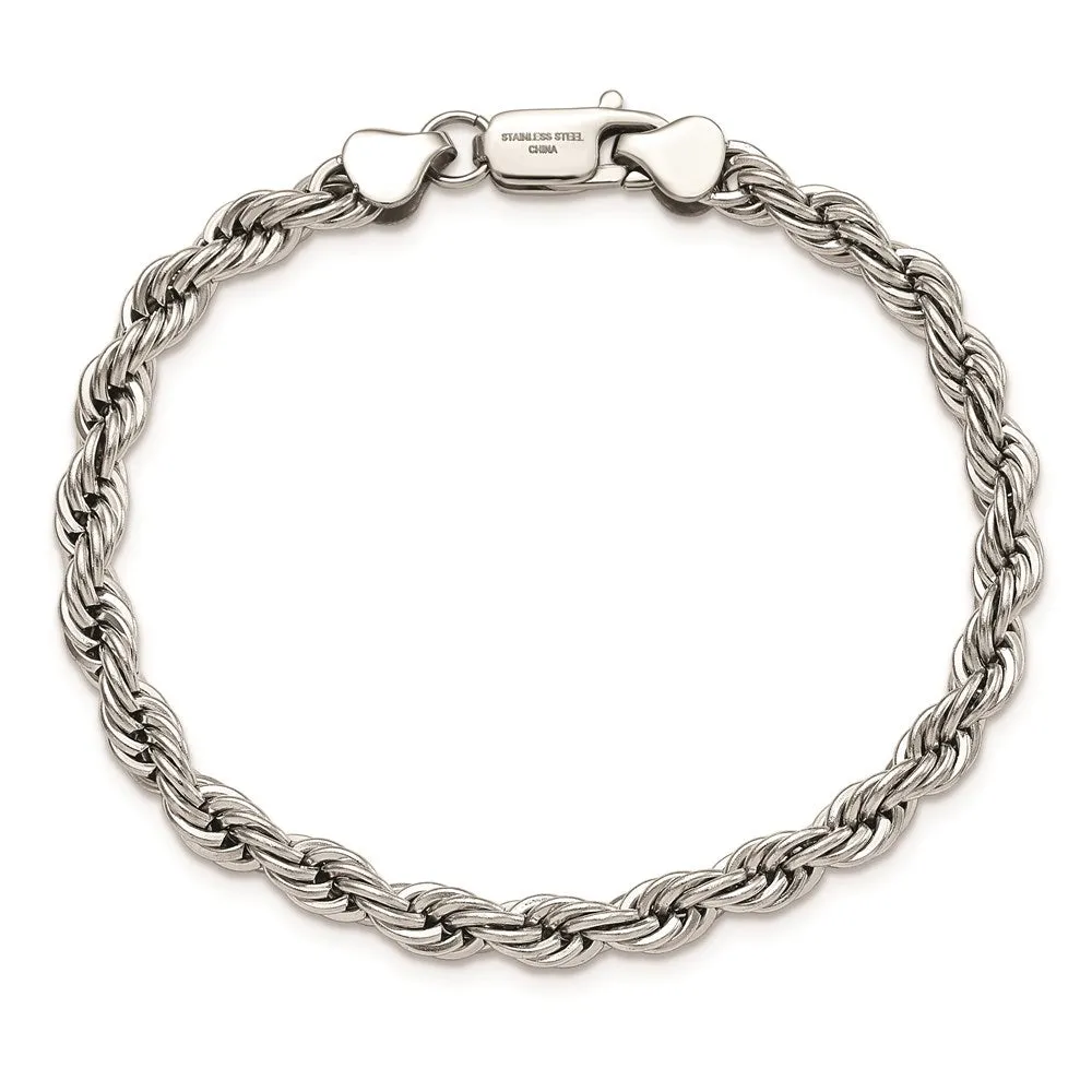 Chisel Jewelry Stainless Steel Polished 6mm Rope Bracelet