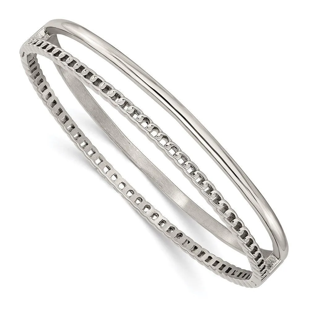 Chisel Jewelry Stainless Steel Polished 9.25mm Hinged Bangle