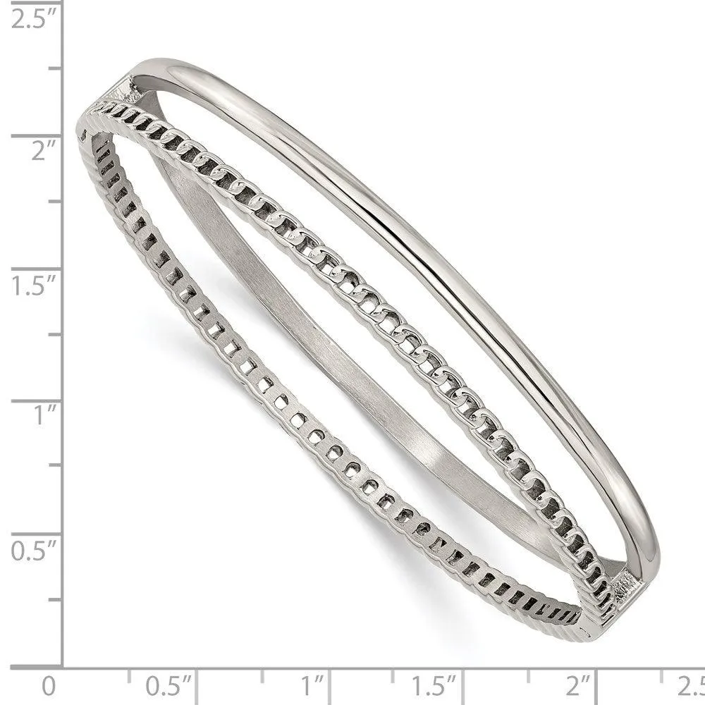 Chisel Jewelry Stainless Steel Polished 9.25mm Hinged Bangle
