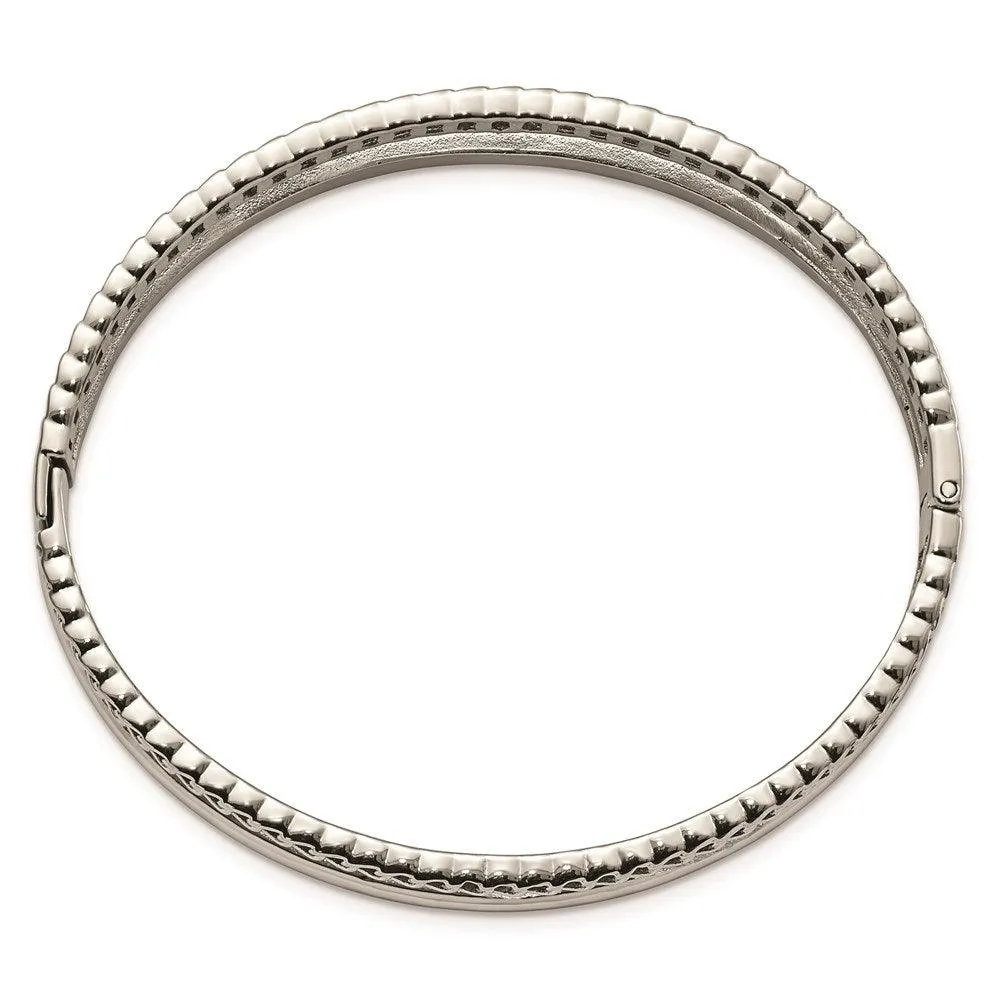 Chisel Jewelry Stainless Steel Polished 9.25mm Hinged Bangle