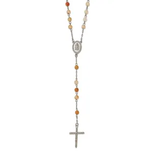 Chisel Jewelry Stainless Steel Polished Agate Rosary