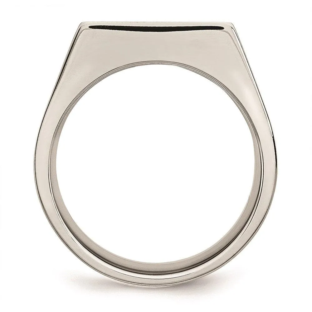 Chisel Jewelry Stainless Steel Polished and Brushed Signet Ring