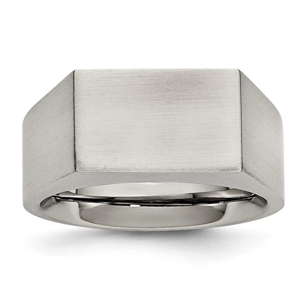 Chisel Jewelry Stainless Steel Polished and Brushed Signet Ring