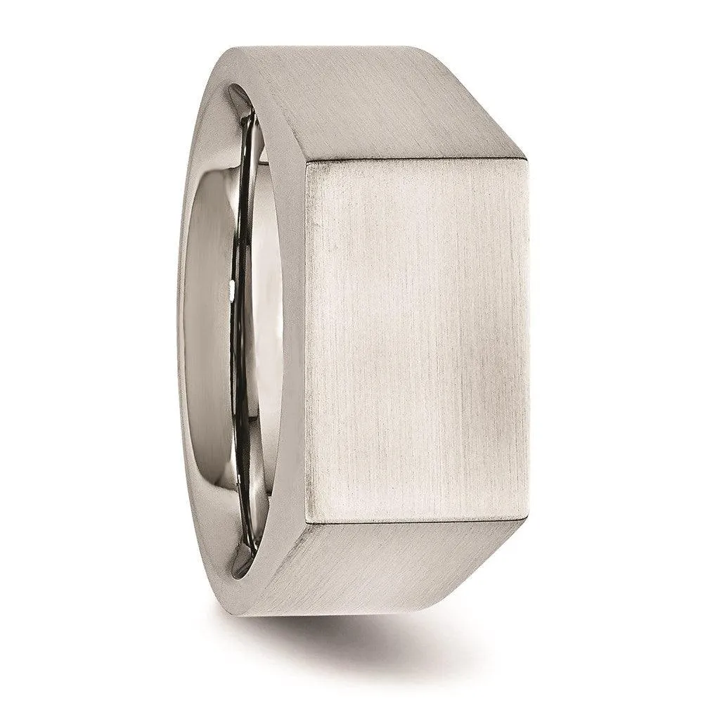 Chisel Jewelry Stainless Steel Polished and Brushed Signet Ring