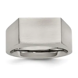 Chisel Jewelry Stainless Steel Polished and Brushed Signet Ring
