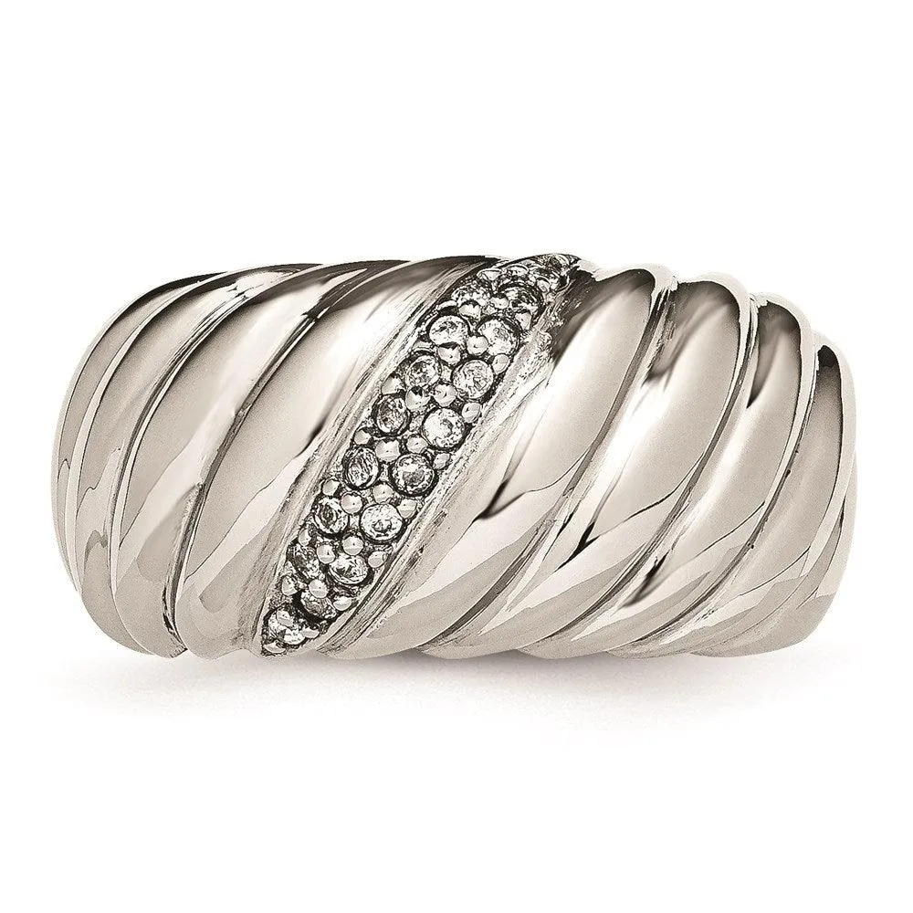 Chisel Jewelry Stainless Steel Polished CZ Ring