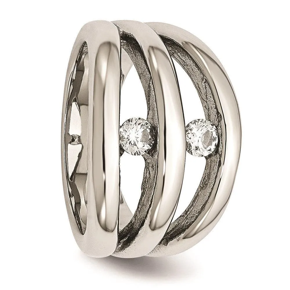 Chisel Jewelry Stainless Steel Polished CZ Ring