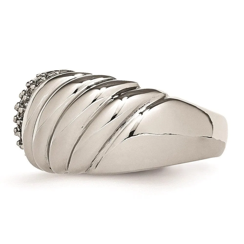 Chisel Jewelry Stainless Steel Polished CZ Ring