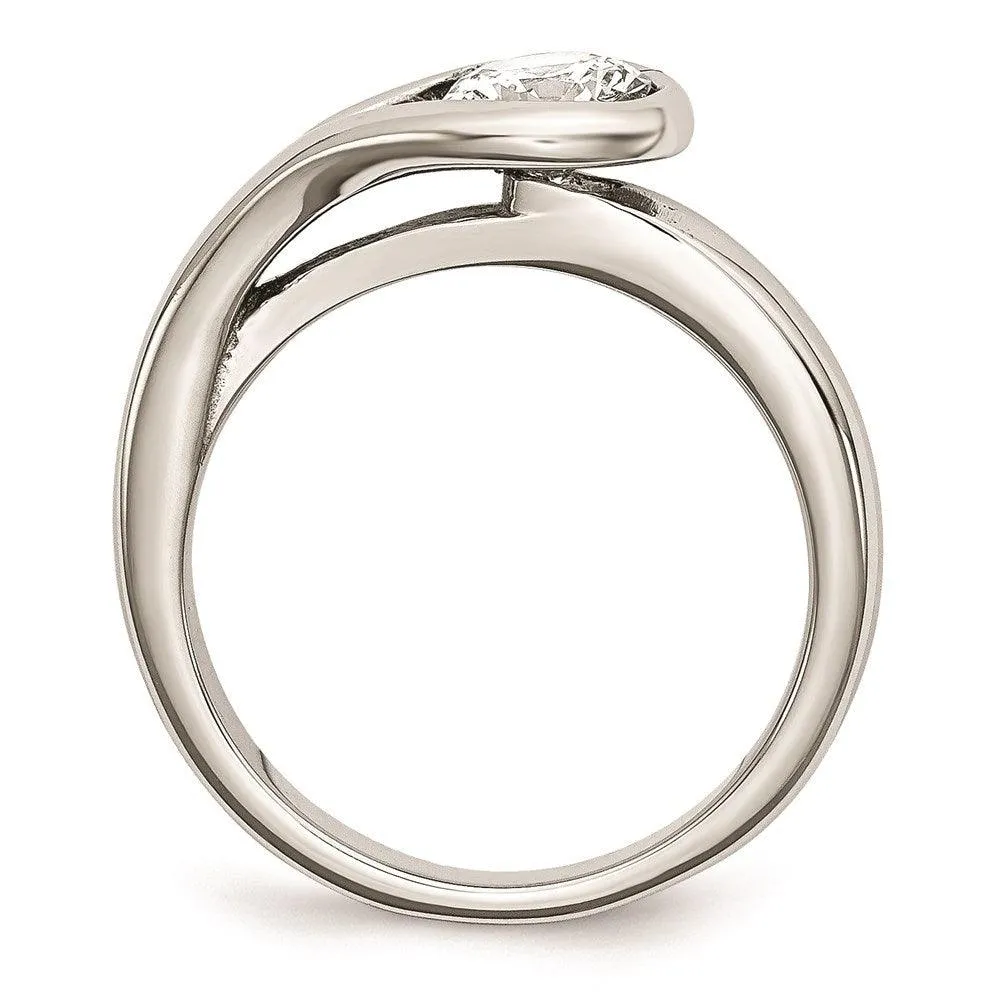 Chisel Jewelry Stainless Steel Polished CZ Ring