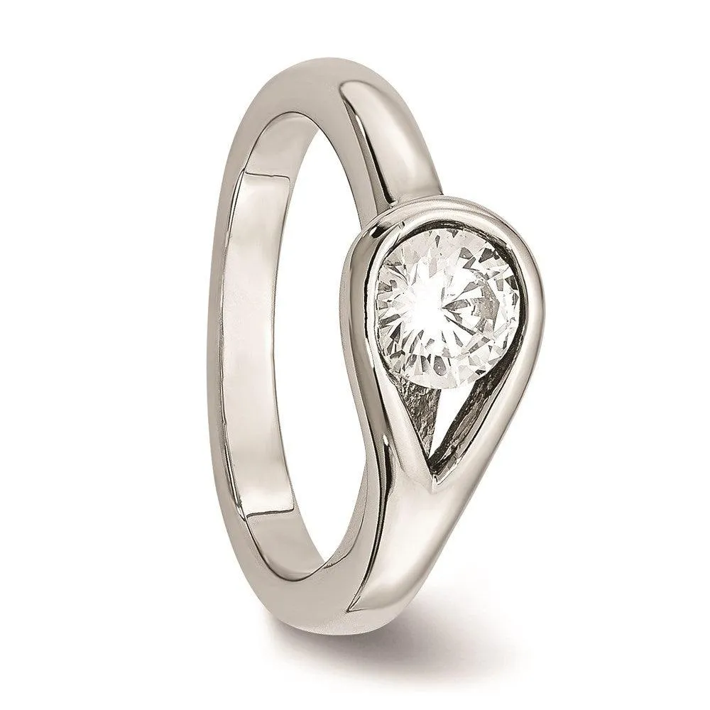 Chisel Jewelry Stainless Steel Polished CZ Ring