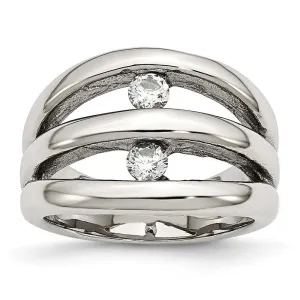 Chisel Jewelry Stainless Steel Polished CZ Ring