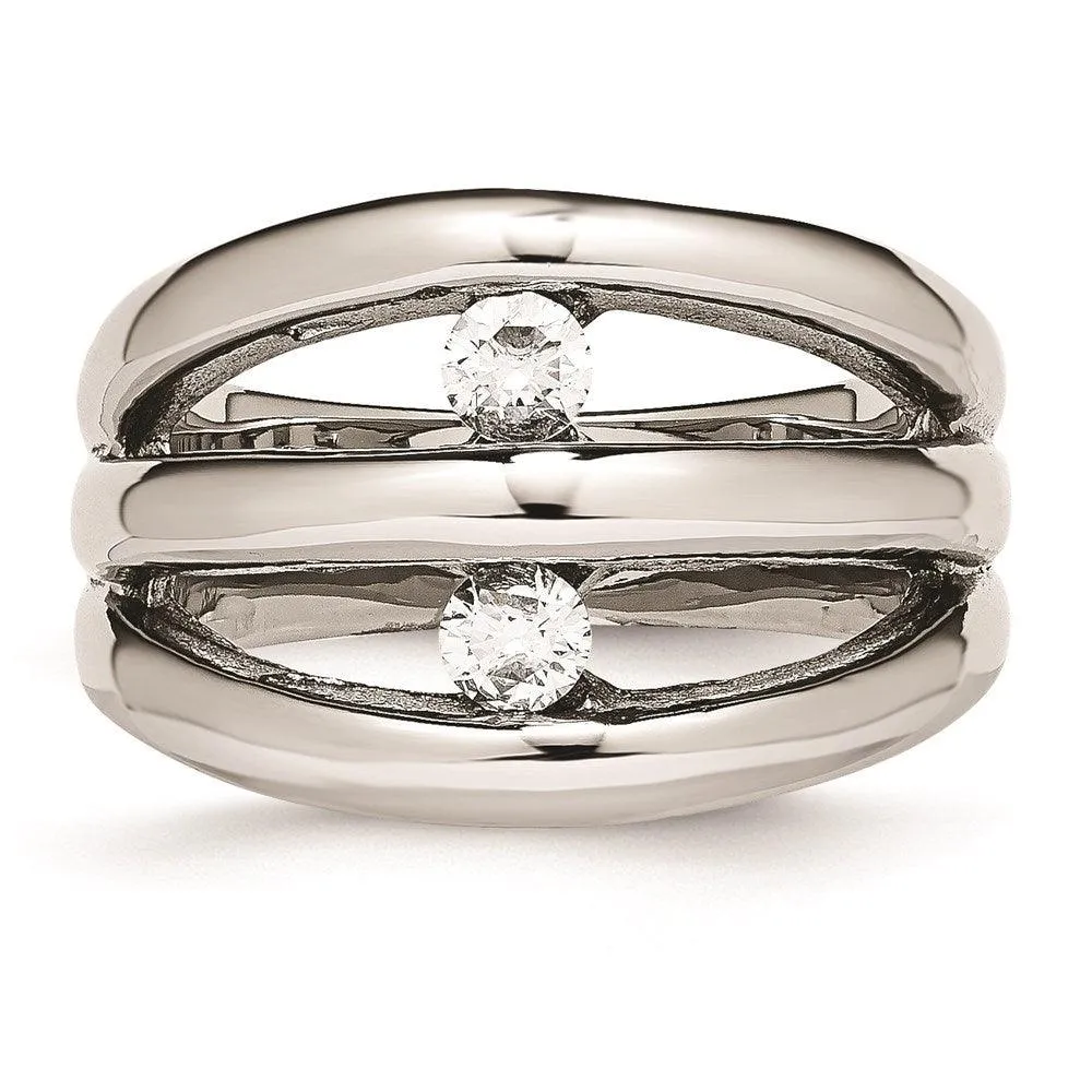 Chisel Jewelry Stainless Steel Polished CZ Ring
