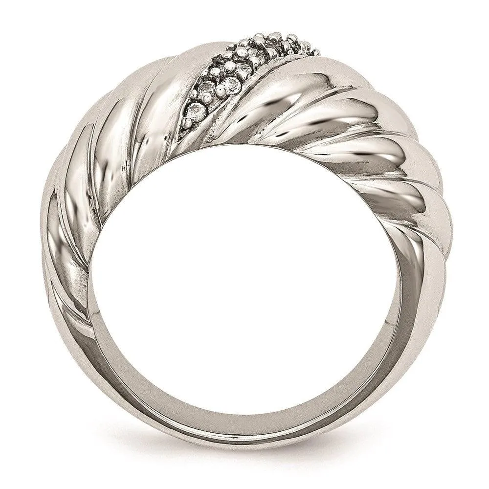 Chisel Jewelry Stainless Steel Polished CZ Ring