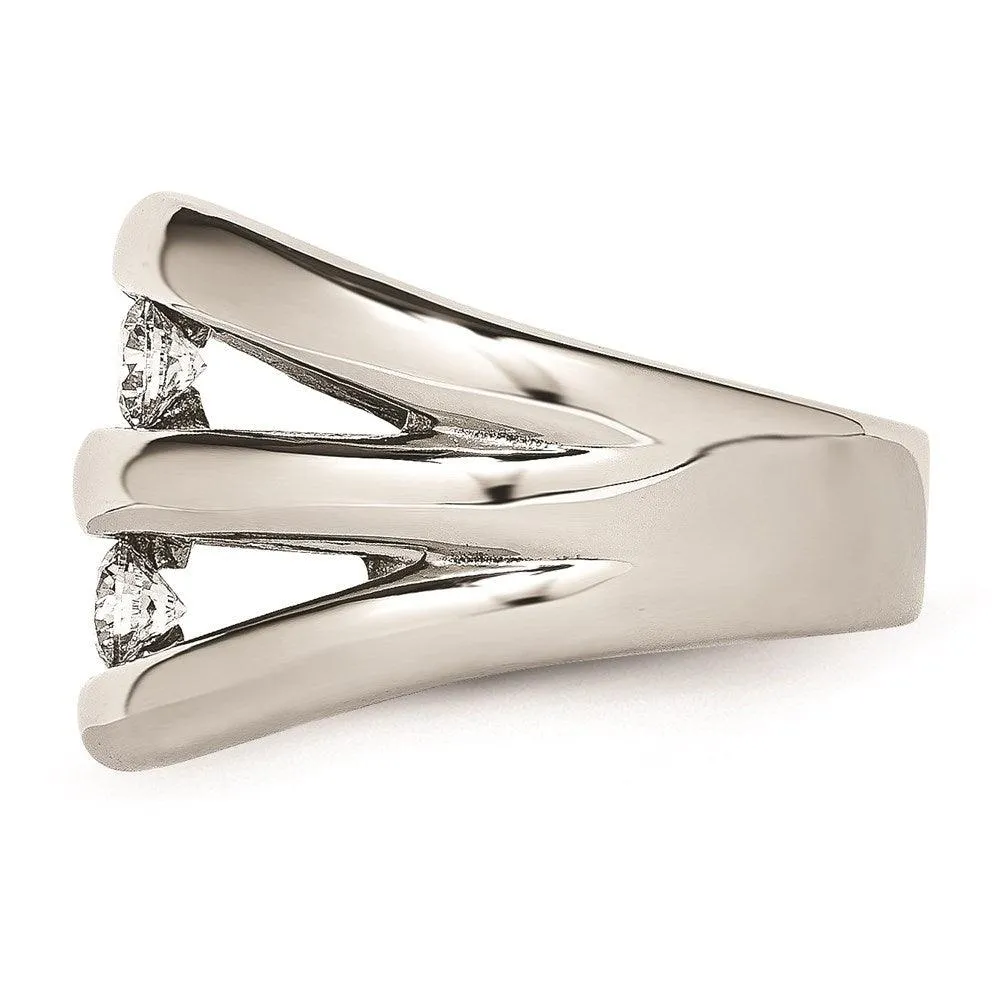 Chisel Jewelry Stainless Steel Polished CZ Ring