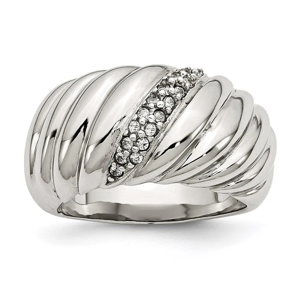 Chisel Jewelry Stainless Steel Polished CZ Ring