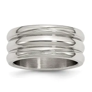 Chisel Jewelry Stainless Steel Polished Grooved Ring