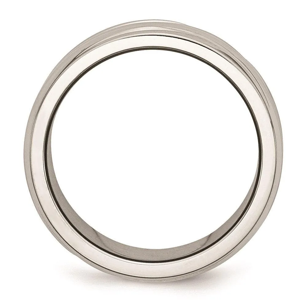 Chisel Jewelry Stainless Steel Polished Grooved Ring