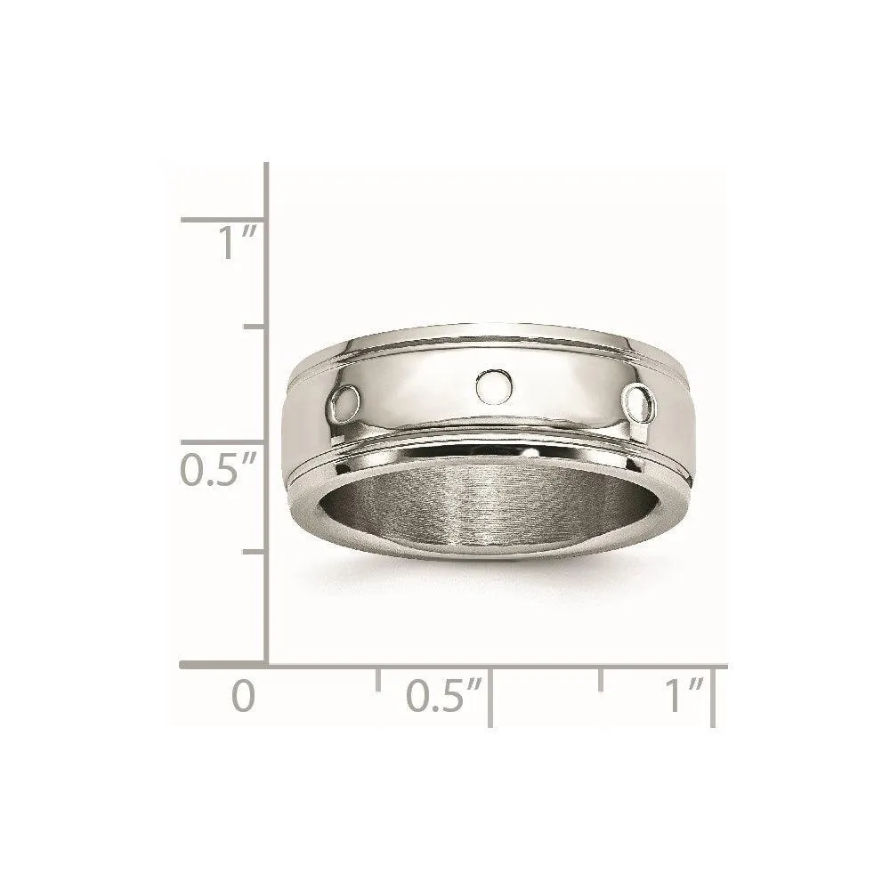 Chisel Jewelry Stainless Steel Polished Grooved Ring