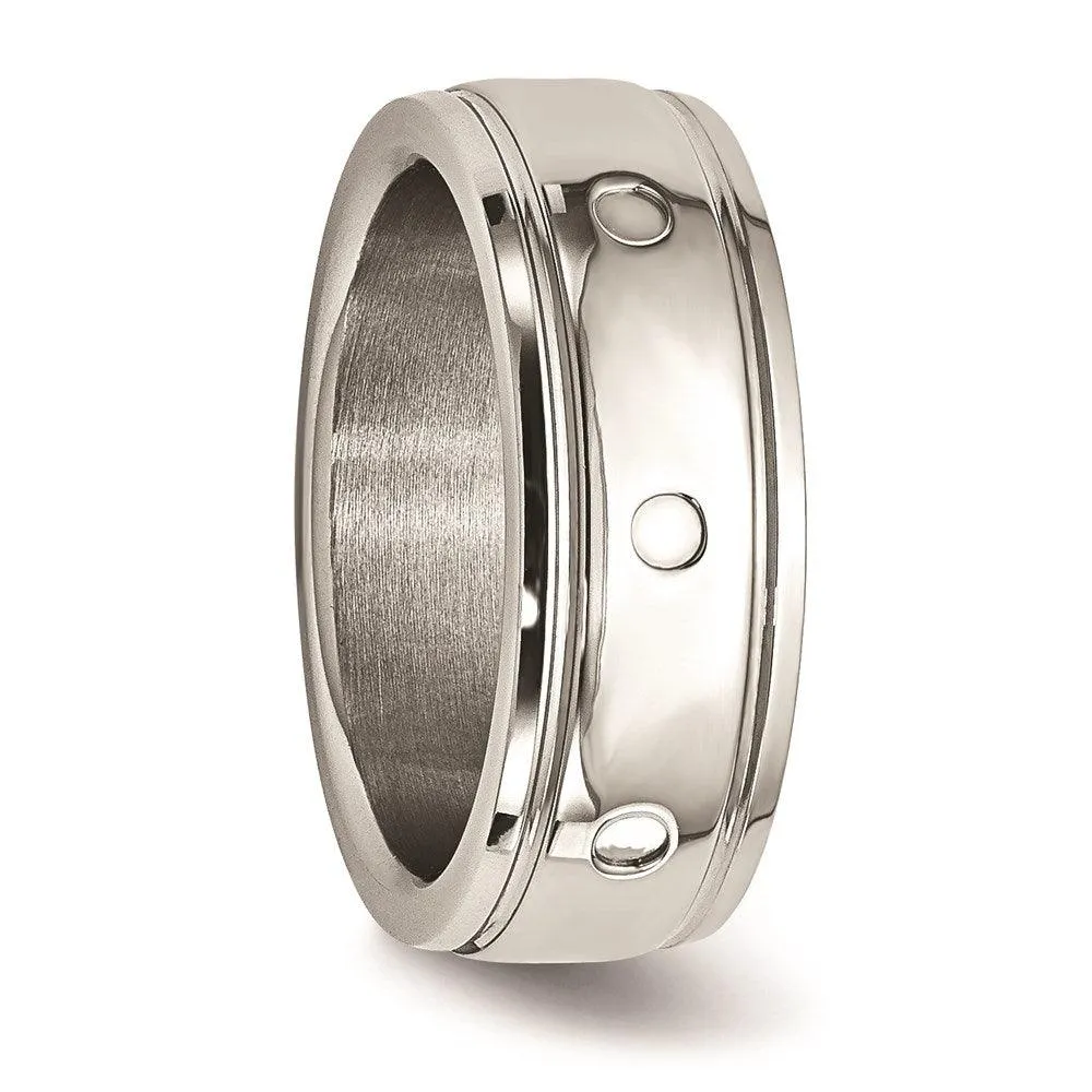 Chisel Jewelry Stainless Steel Polished Grooved Ring