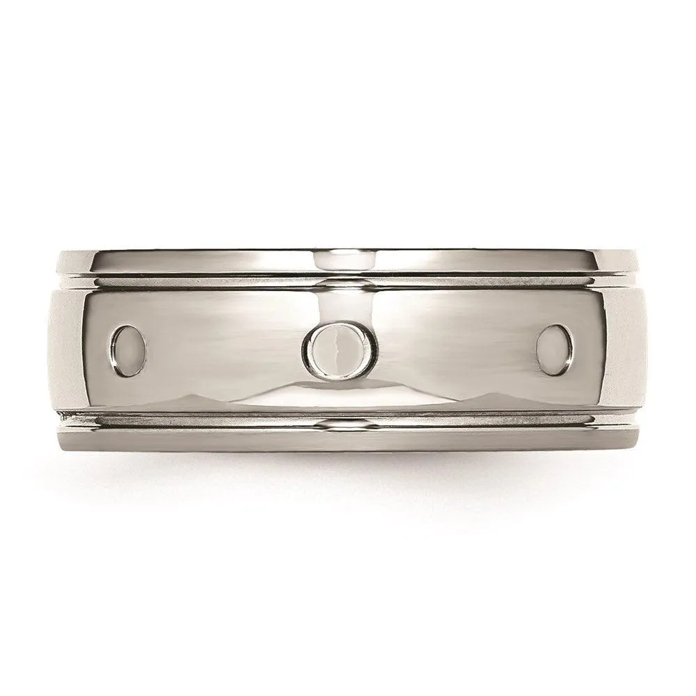 Chisel Jewelry Stainless Steel Polished Grooved Ring