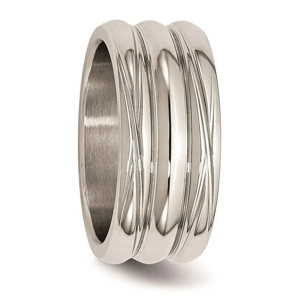 Chisel Jewelry Stainless Steel Polished Grooved Ring