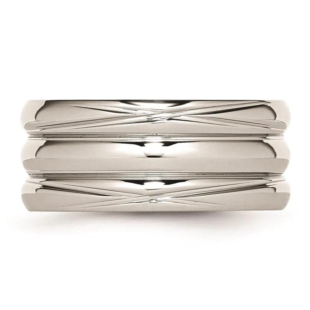 Chisel Jewelry Stainless Steel Polished Grooved Ring