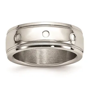Chisel Jewelry Stainless Steel Polished Grooved Ring