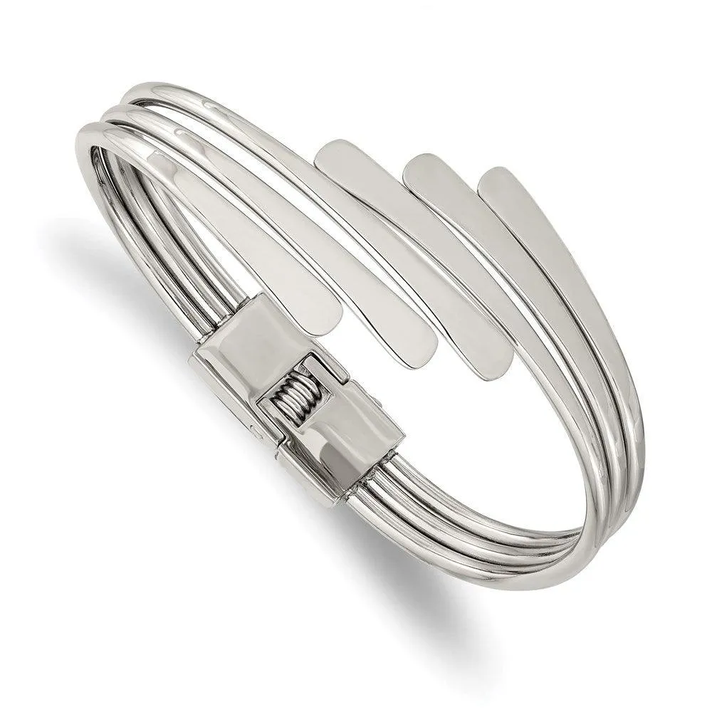 Chisel Jewelry Stainless Steel Polished Hinged Bangle