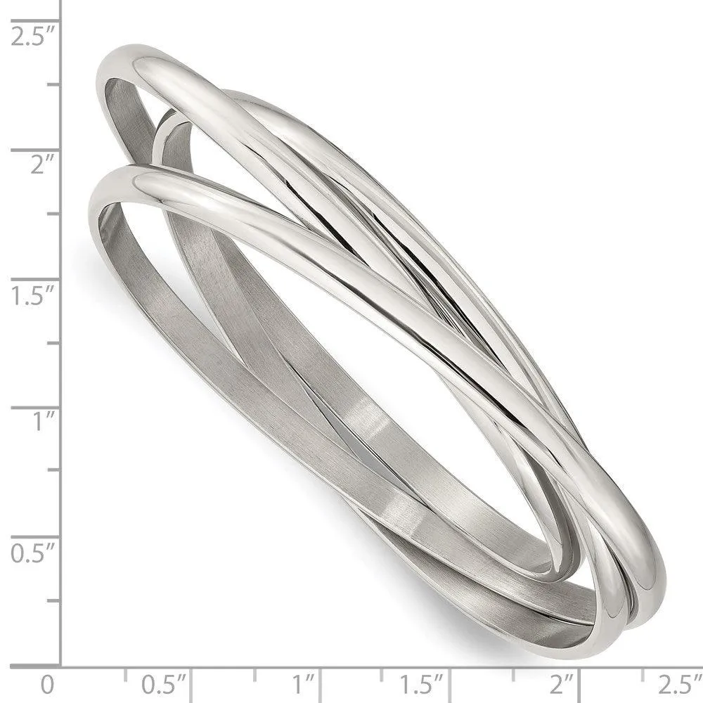 Chisel Jewelry Stainless Steel Polished Intertwined Bangles