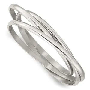 Chisel Jewelry Stainless Steel Polished Intertwined Bangles