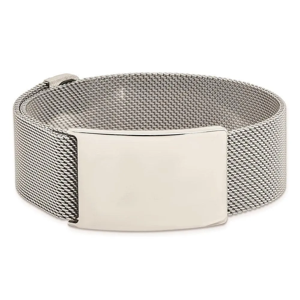 Chisel Jewelry Stainless Steel Polished Mesh Adjustable ID Bracelet