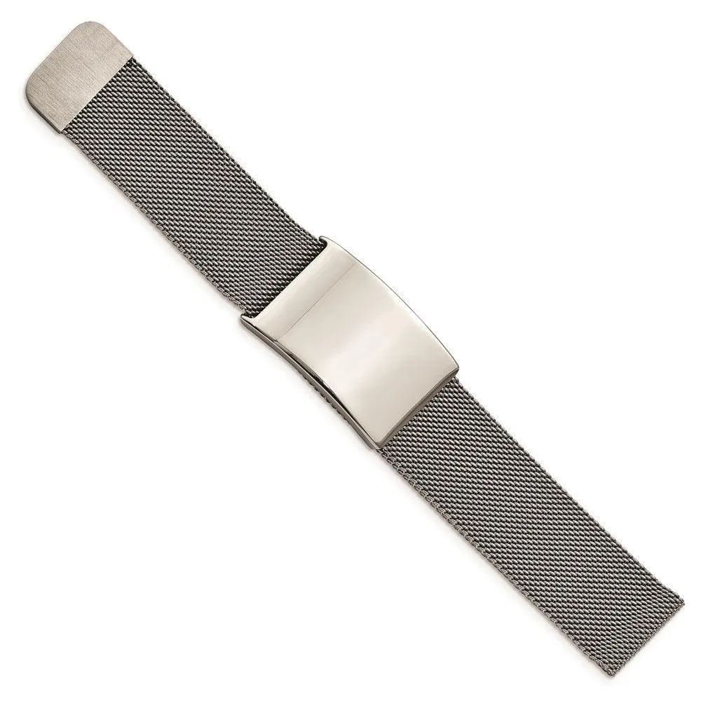 Chisel Jewelry Stainless Steel Polished Mesh Adjustable ID Bracelet