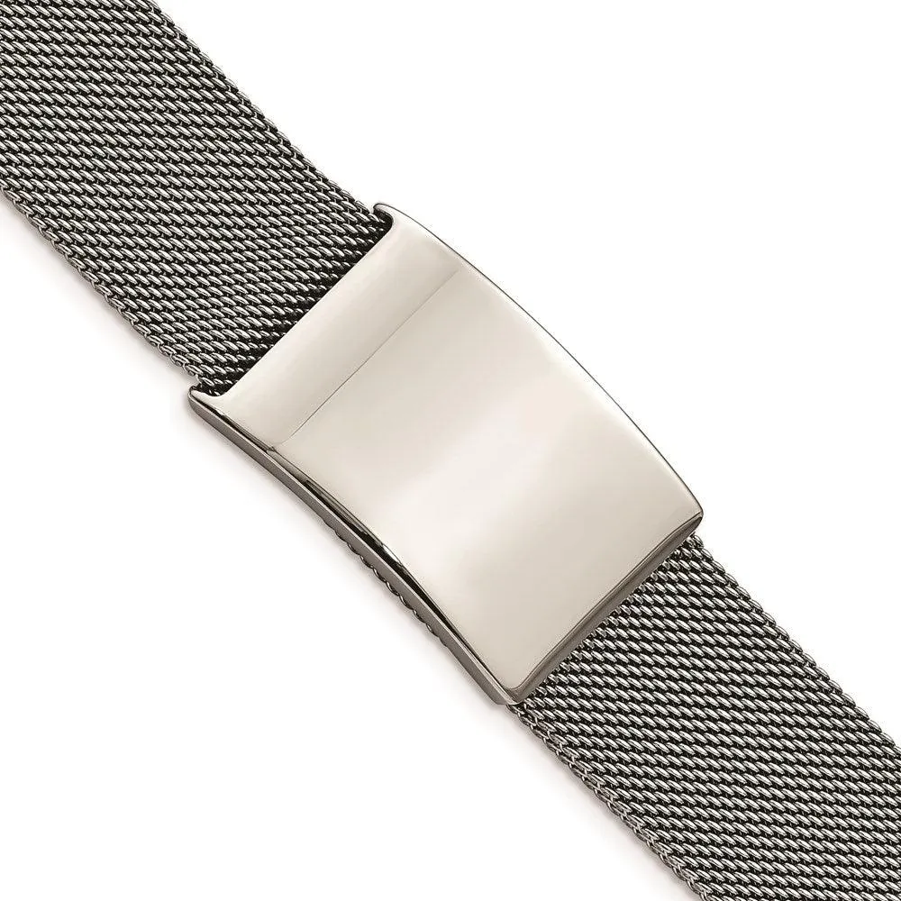 Chisel Jewelry Stainless Steel Polished Mesh Adjustable ID Bracelet