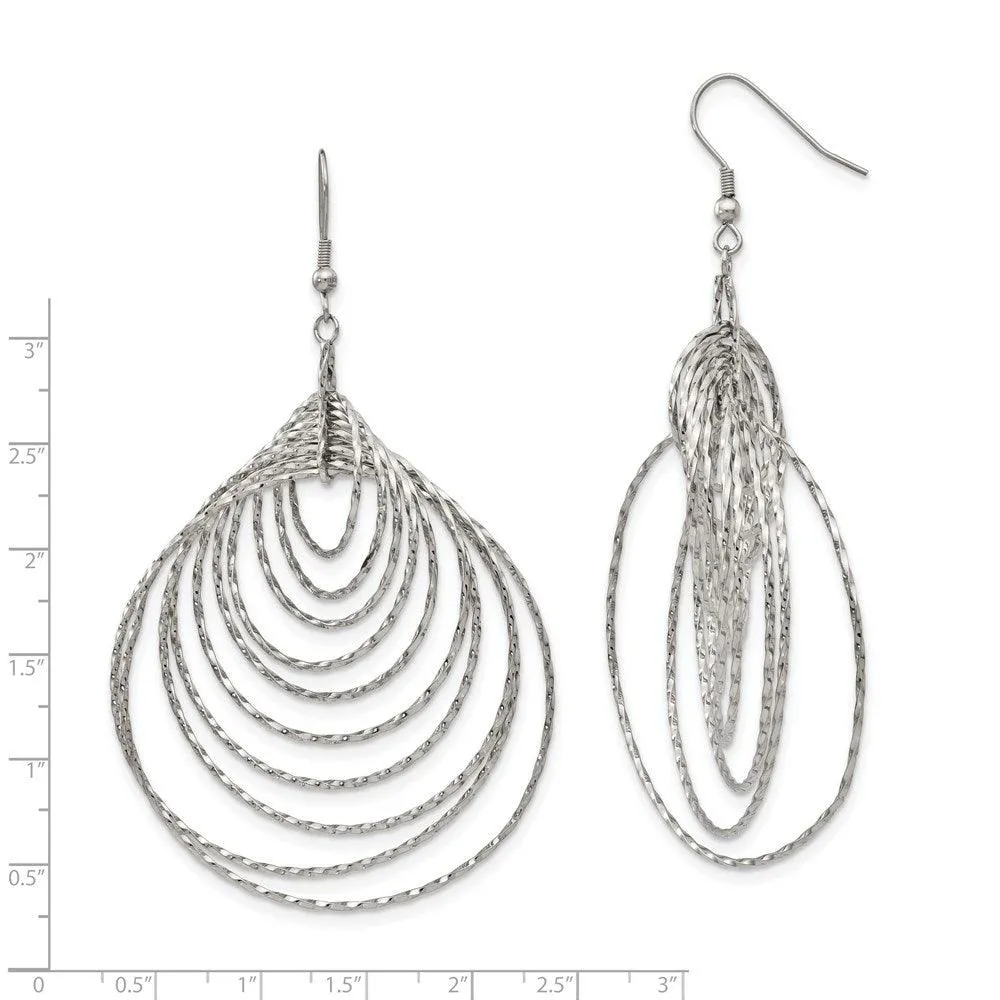 Chisel Jewelry Stainless Steel Polished Twisted Circles Shepherd Hook Earrings