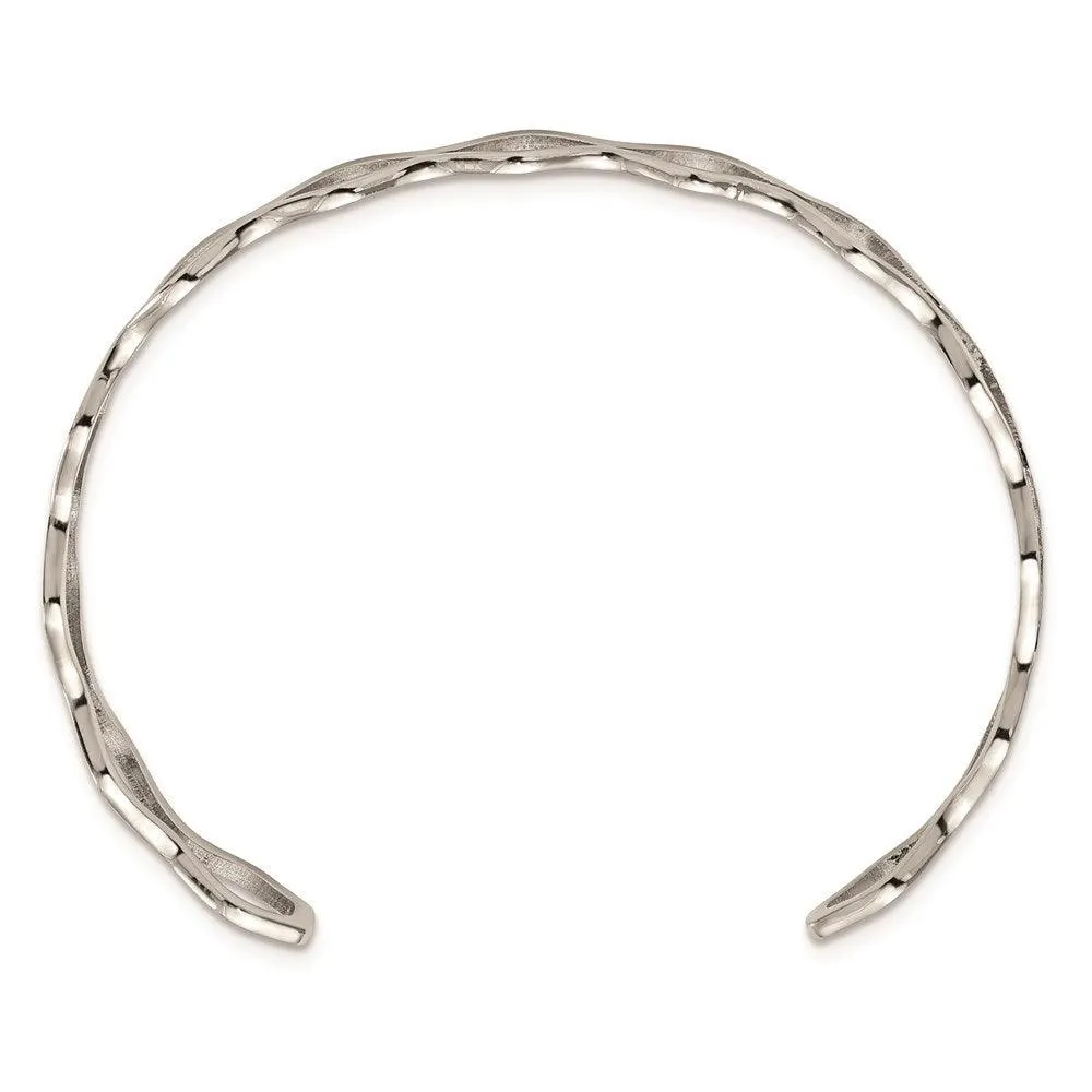 Chisel Jewelry Stainless Steel Polished Wavy Cuff Bangle