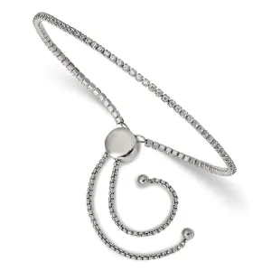 Chisel Jewelry Stainless Steel Polished with CZ Adjustable Bracelet