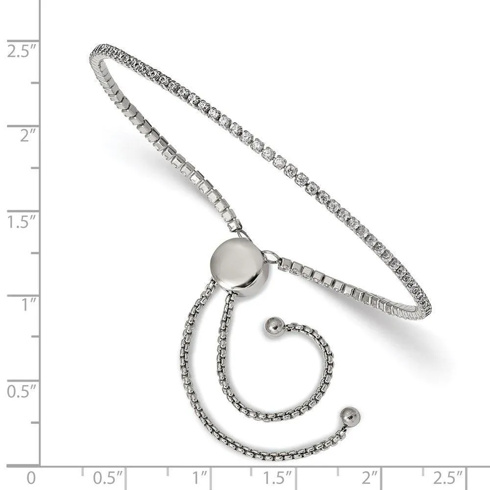 Chisel Jewelry Stainless Steel Polished with CZ Adjustable Bracelet