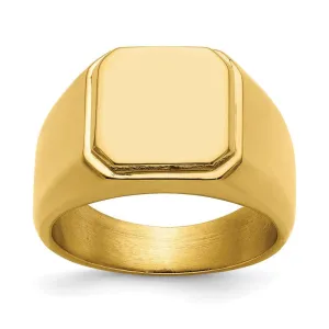 Chisel Jewelry Stainless Steel Polished Yellow IP-plated Signet Ring
