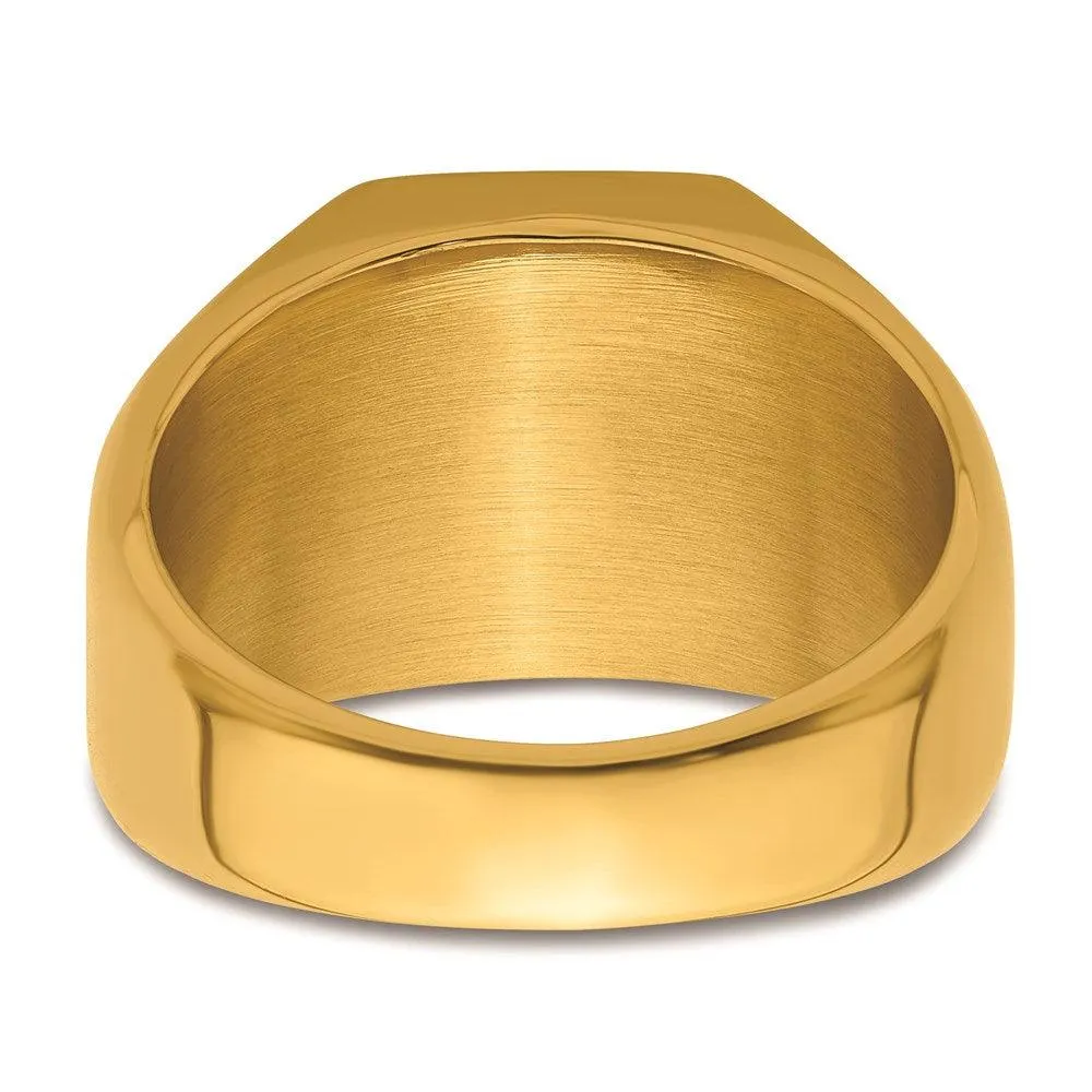 Chisel Jewelry Stainless Steel Polished Yellow IP-plated Signet Ring