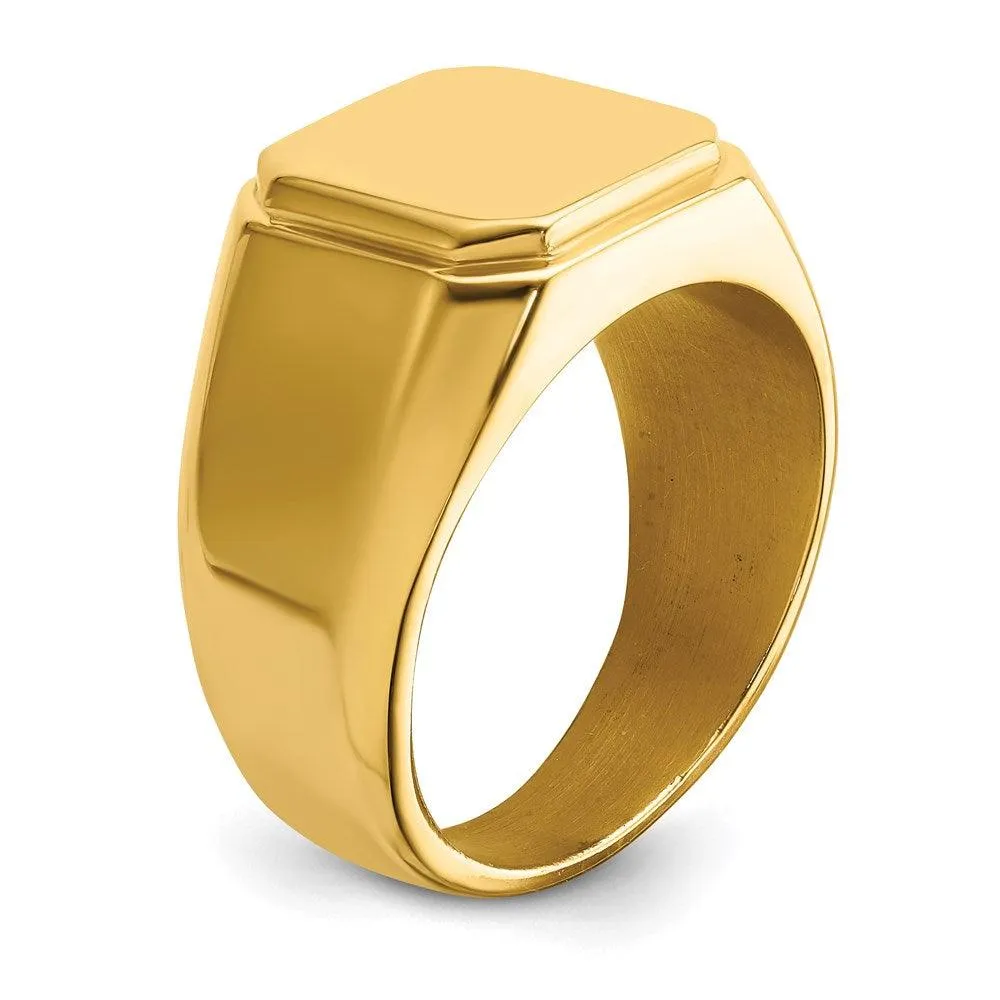 Chisel Jewelry Stainless Steel Polished Yellow IP-plated Signet Ring