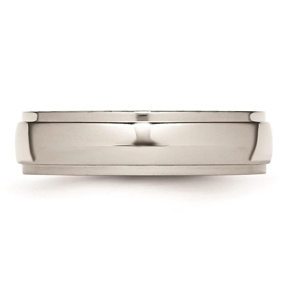 Chisel Jewelry Stainless Steel Ridged Edge 6mm Polished Band