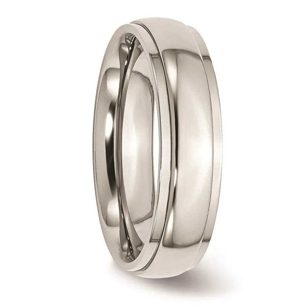 Chisel Jewelry Stainless Steel Ridged Edge 6mm Polished Band